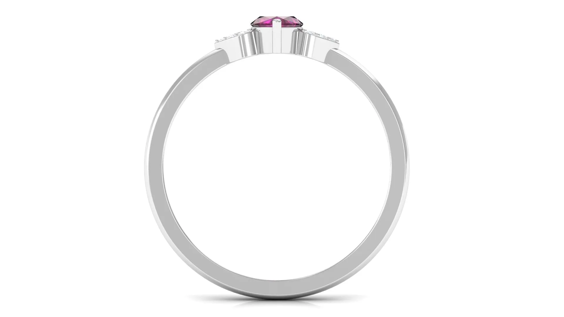 0.75 CT Marquise Cut Rhodolite Promise Ring with Diamond