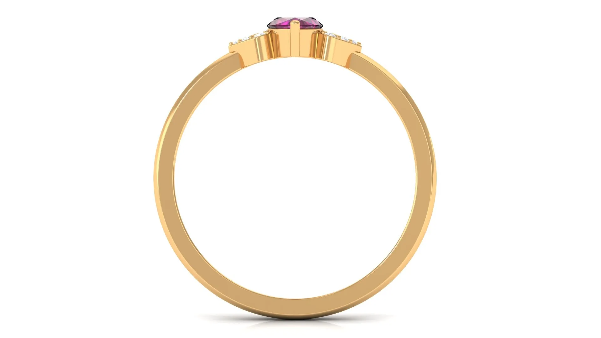 0.75 CT Marquise Cut Rhodolite Promise Ring with Diamond