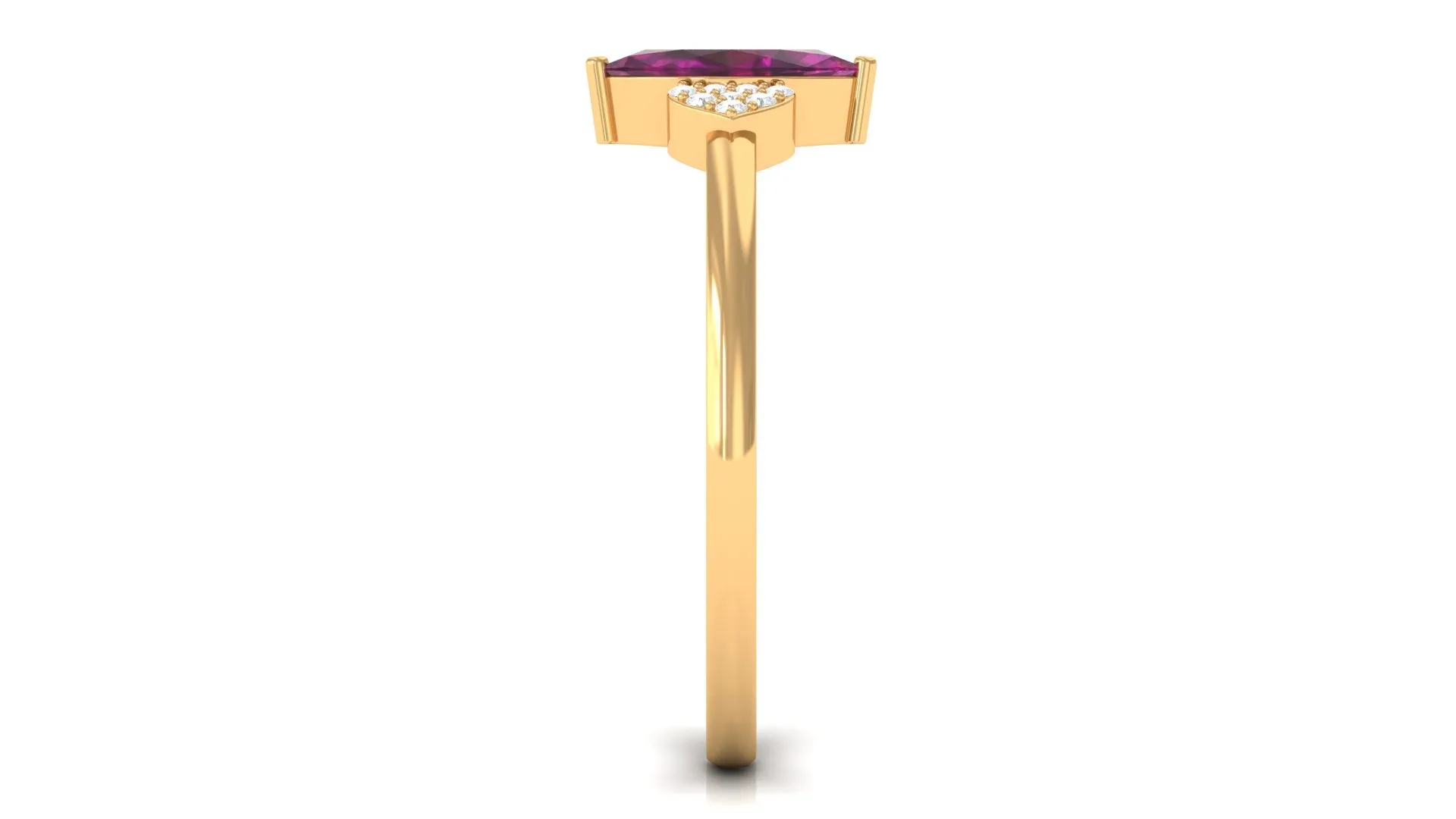0.75 CT Marquise Cut Rhodolite Promise Ring with Diamond