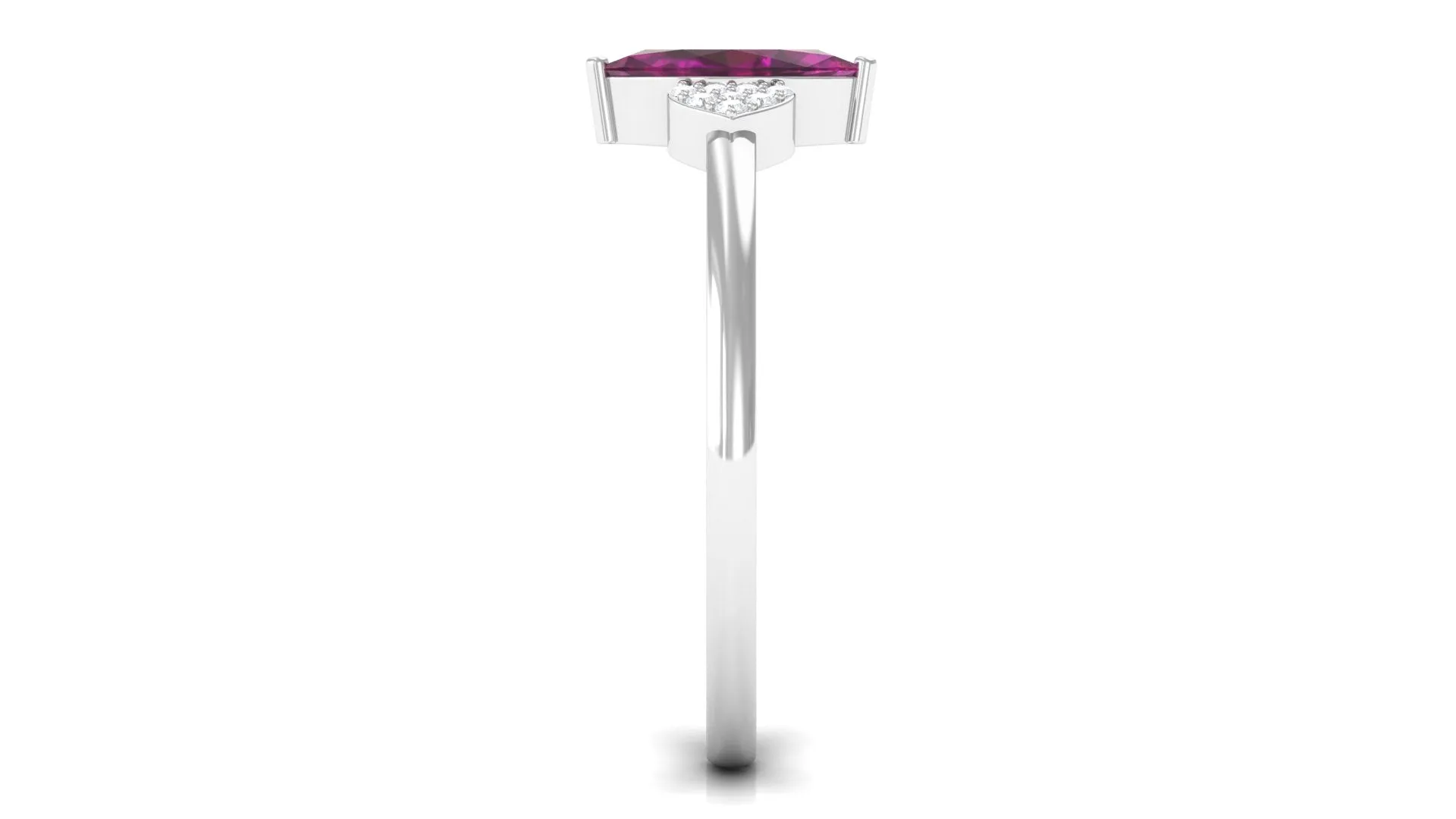 0.75 CT Marquise Cut Rhodolite Promise Ring with Diamond