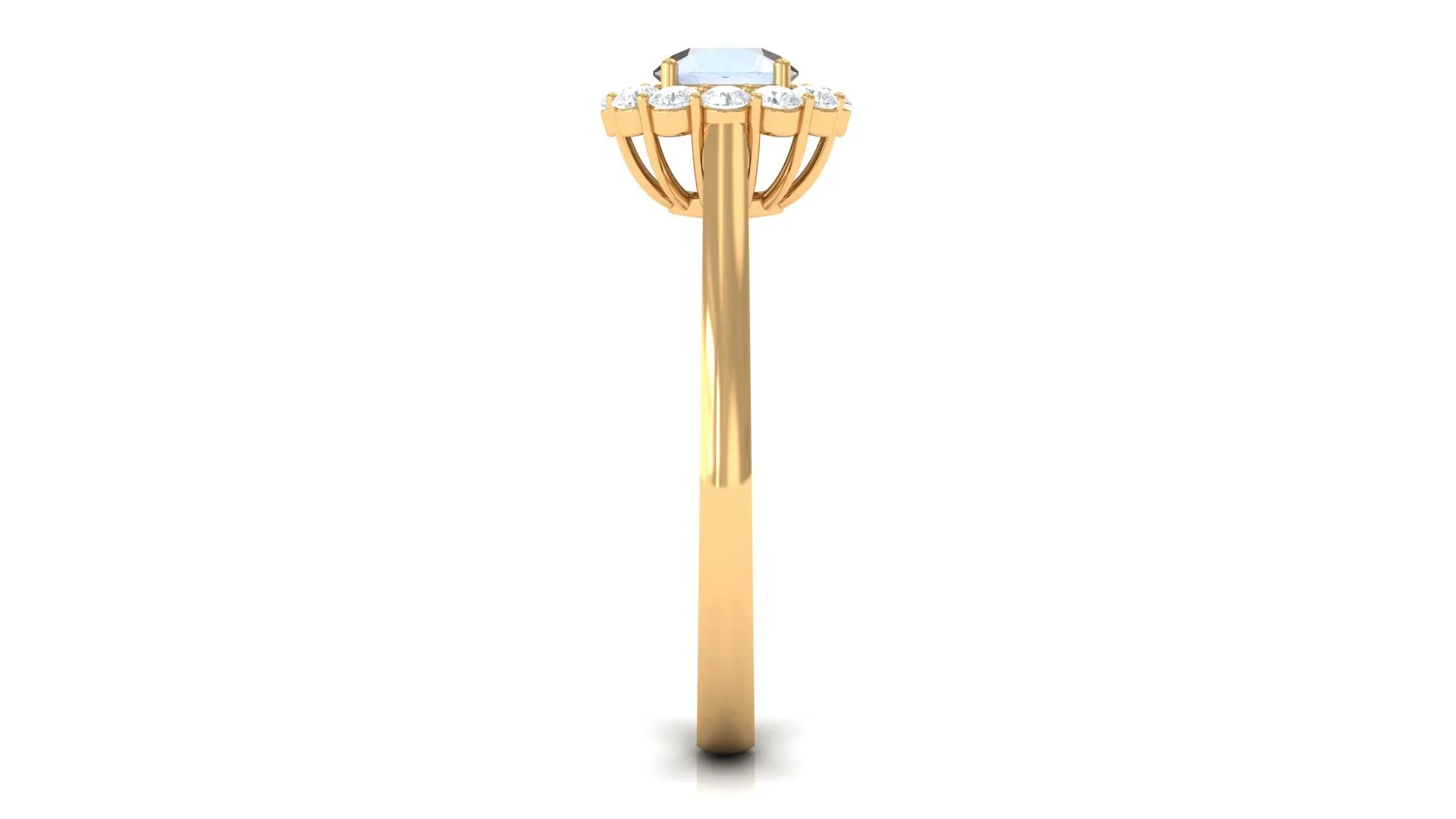1 CT Moonstone and Diamond Floating Halo Engagement Ring