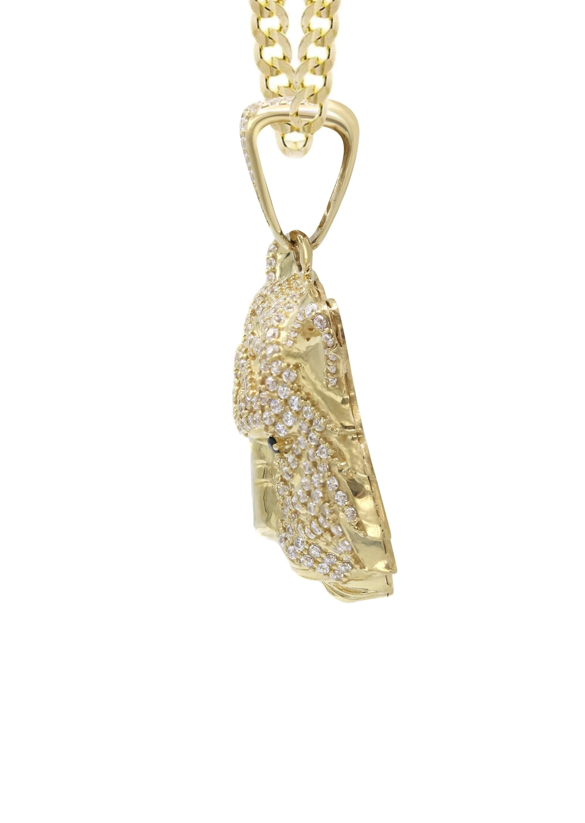 10K Yellow Gold Tiger Head Necklace | Appx. 28.3 Grams