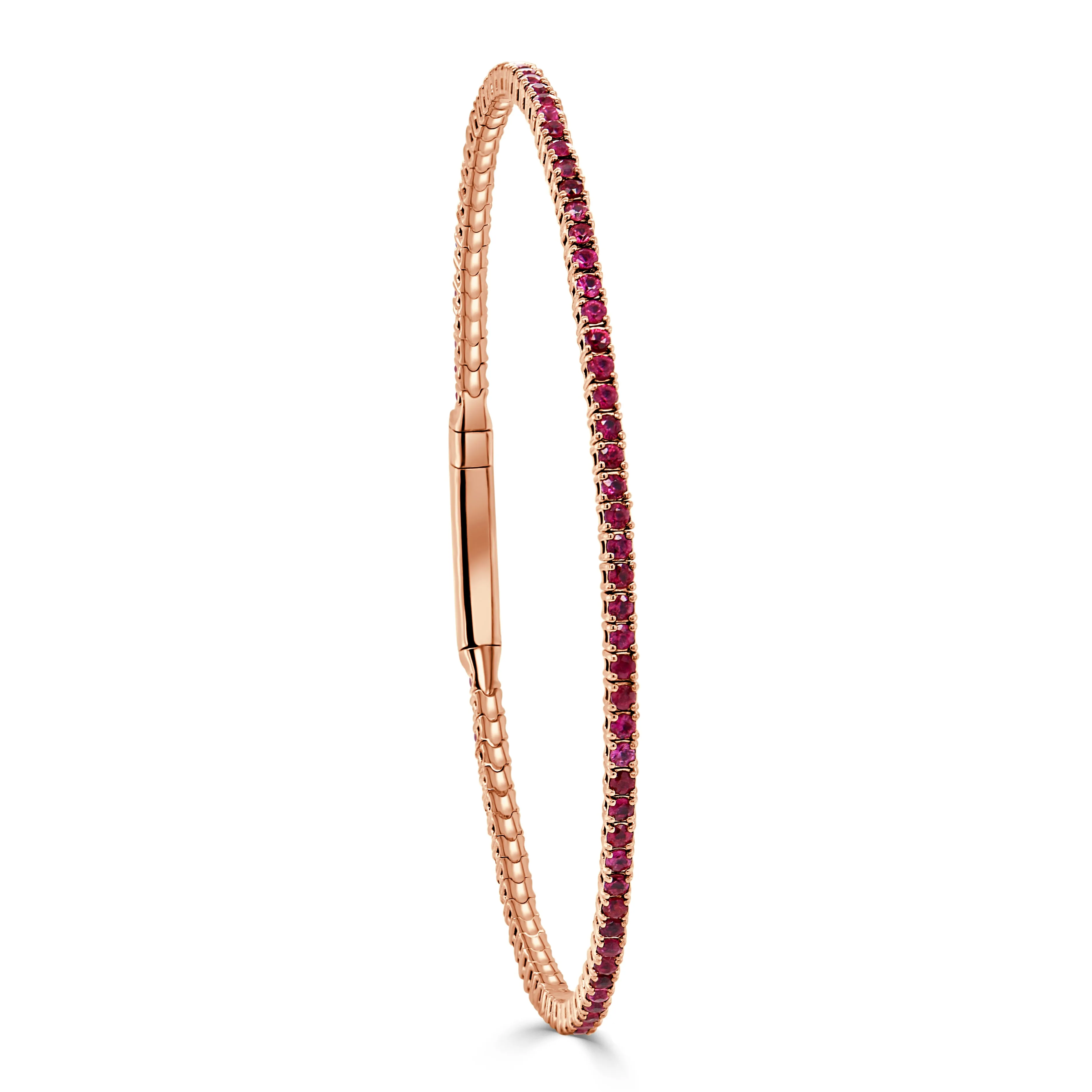 14K Gold & Ruby Flexible Eternity Bangle - 1.90ct
