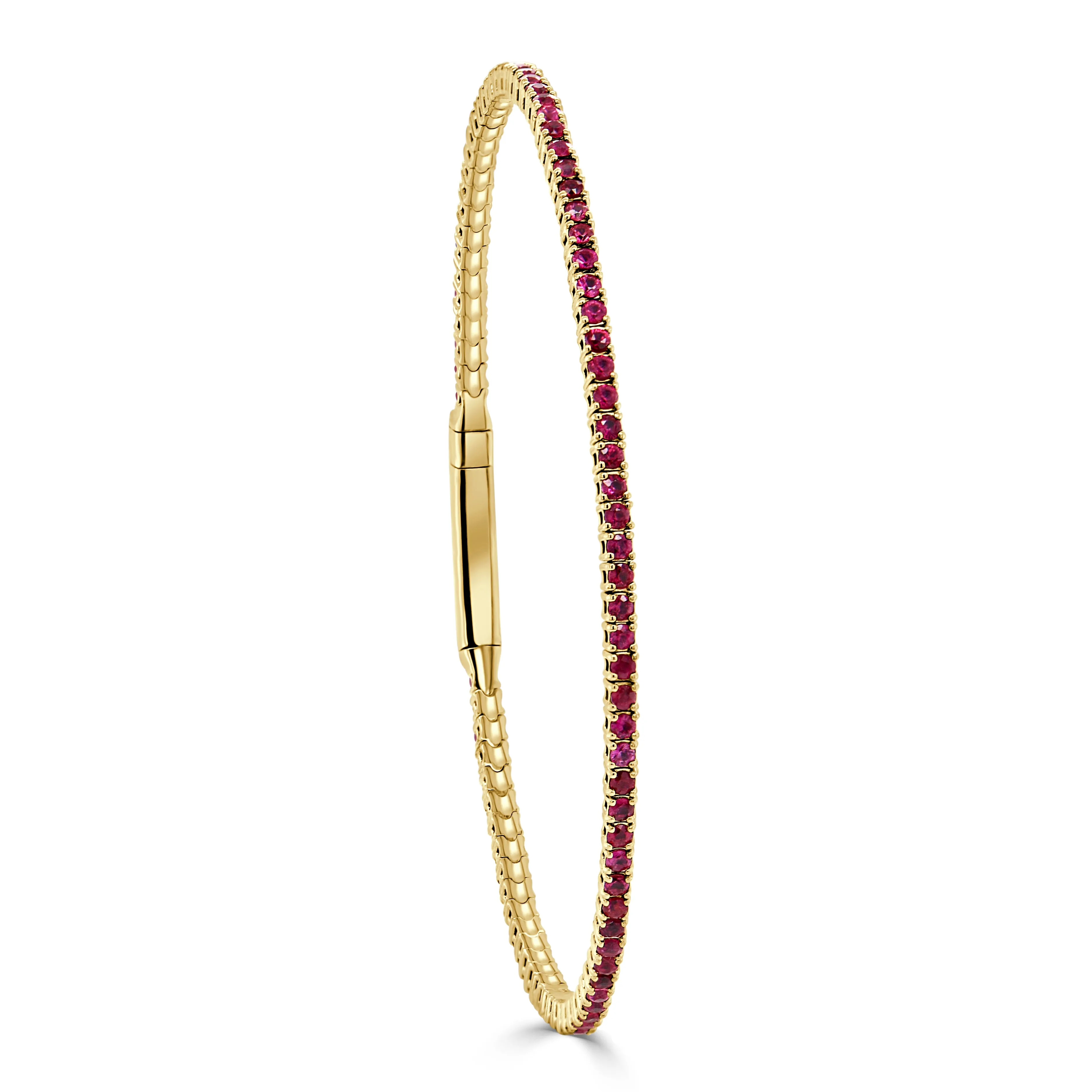 14K Gold & Ruby Flexible Eternity Bangle - 1.90ct