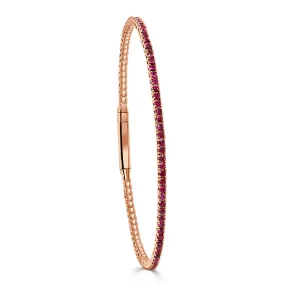 14K Gold & Ruby Flexible Eternity Bangle - 1.90ct