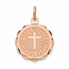 14k Rose Gold Baptism Medal Pendant.