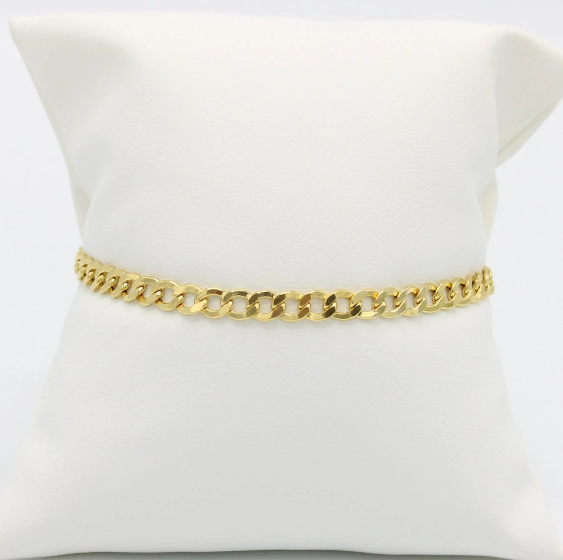 14K Semi-Solid Flat Cuban Bracelet Yellow Gold // 5.2mm  //