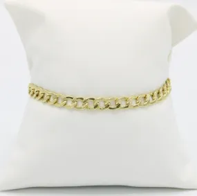 14K Semi-Solid Flat Cuban Bracelet Yellow Gold // 6.4mm  //