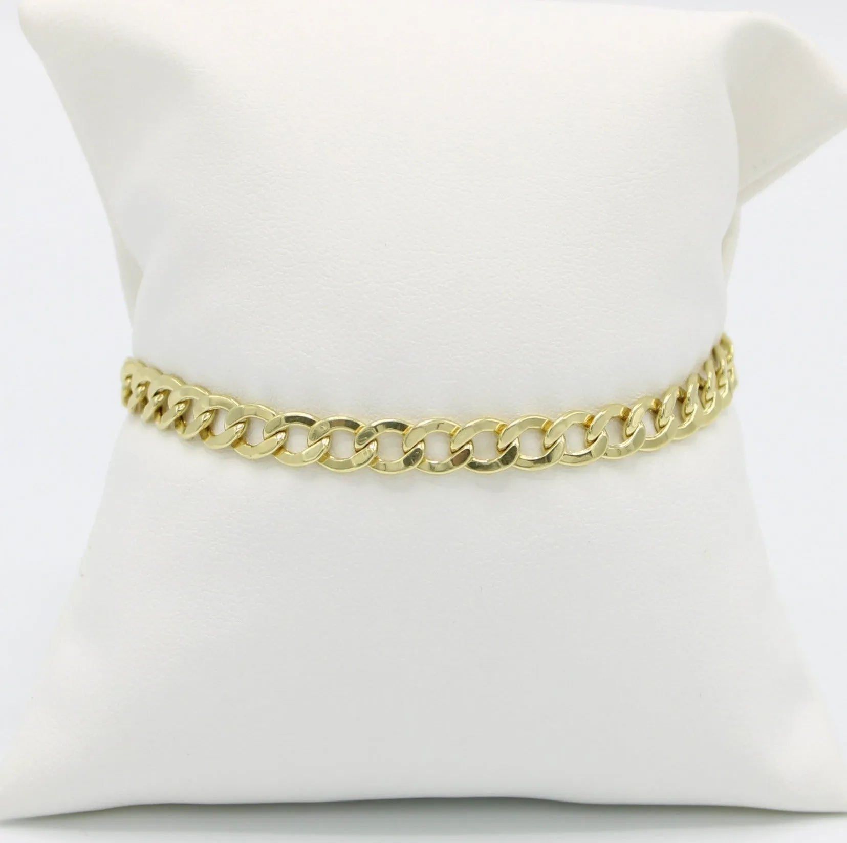 14K Semi-Solid Flat Cuban Bracelet Yellow Gold // 6.4mm  //