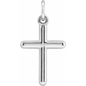 14K White 16.8x9 mm Cross Pendant