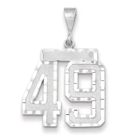 14k White Gold Diamond Cut Finish Large Size Number 49 Charm Pendant