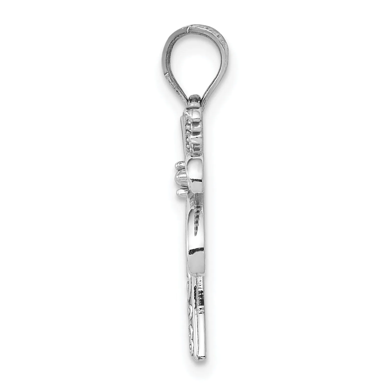 14k White Gold Solid Polish Engraved Finish Design Men's Palm Tree Charm Pendant