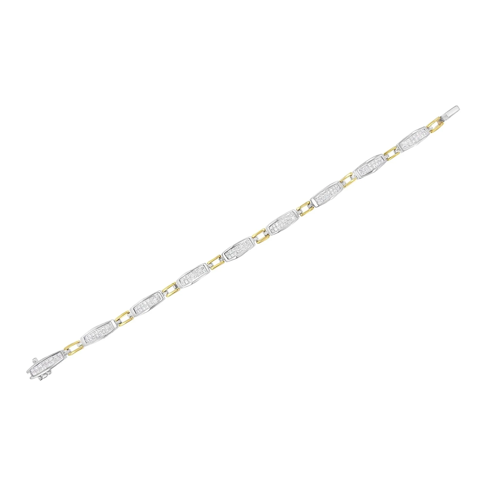 14K Yellow and White Gold 2.0 Cttw Princess Cut Diamond Tapered and