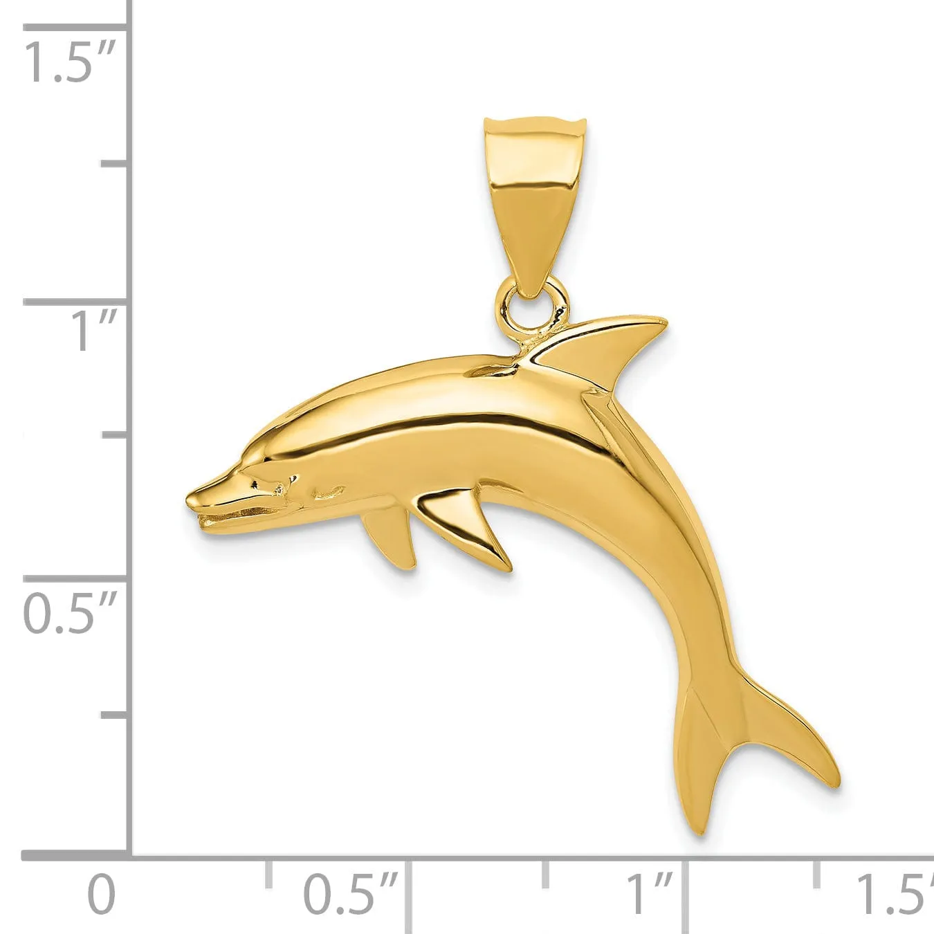 14k Yellow Gold Casted Polished Finish Solid Dolphin Charm Pendant