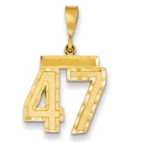 14K Yellow Gold Polished Diamond Cut Finish Medium Size Number 47 Charm Pendant
