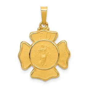 14k Yellow Gold St.Florian Badge Medal Pendant
