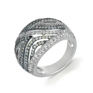 18K White Gold Ring With White And Brown Diamonds