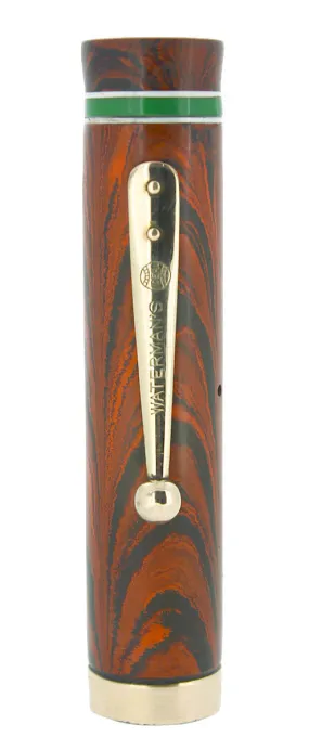 1920S WATERMAN #5 RED RIPPLE HARD RUBBER FOUNTAIN PEN CAP 18K GOLD FILLED TRIM