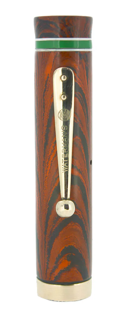 1920S WATERMAN #5 RED RIPPLE HARD RUBBER FOUNTAIN PEN CAP 18K GOLD FILLED TRIM