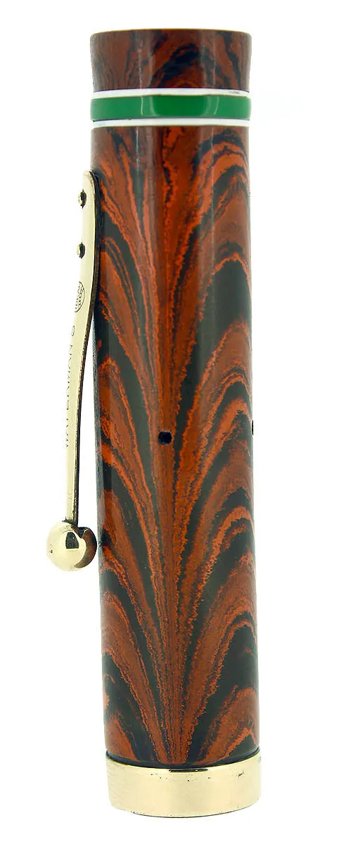 1920S WATERMAN #5 RED RIPPLE HARD RUBBER FOUNTAIN PEN CAP 18K GOLD FILLED TRIM