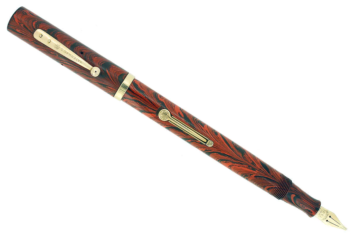 1920S WATERMAN #52 RED RIPPLE FOUNTAIN PEN XF-BBBB FLEX RARE MUSIC NIB RESTORED