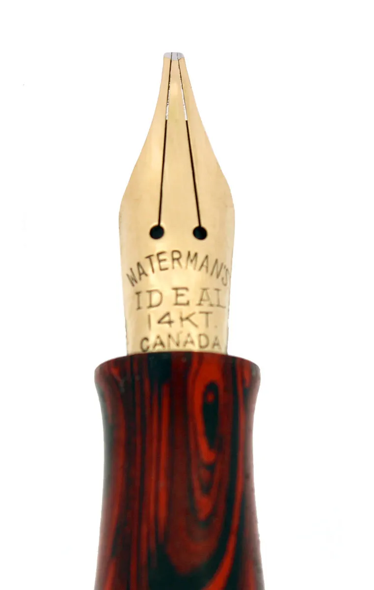 1920S WATERMAN #52 RED RIPPLE FOUNTAIN PEN XF-BBBB FLEX RARE MUSIC NIB RESTORED