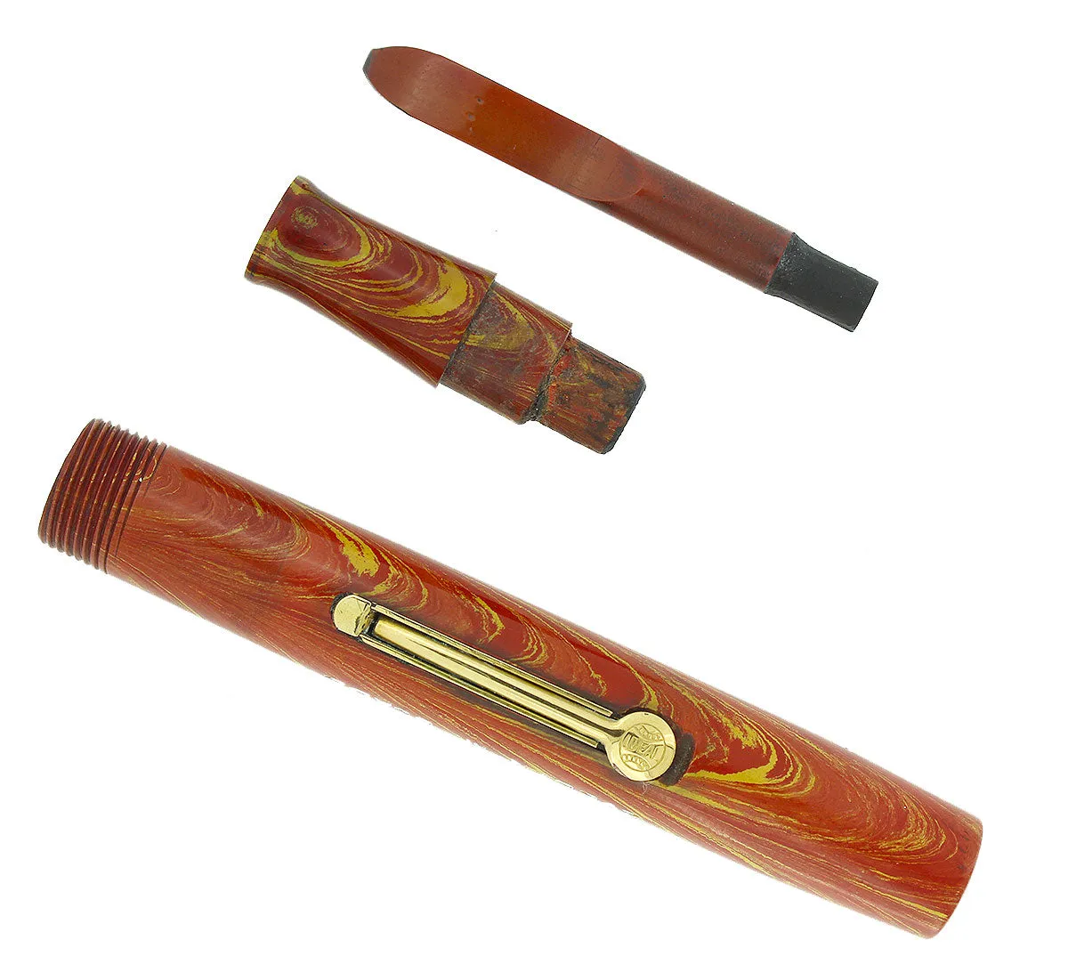 1920s WATERMAN 52V ROSE RIPPLE HARD RUBBER FOUNTAIN PEN BARREL SECTION FEED