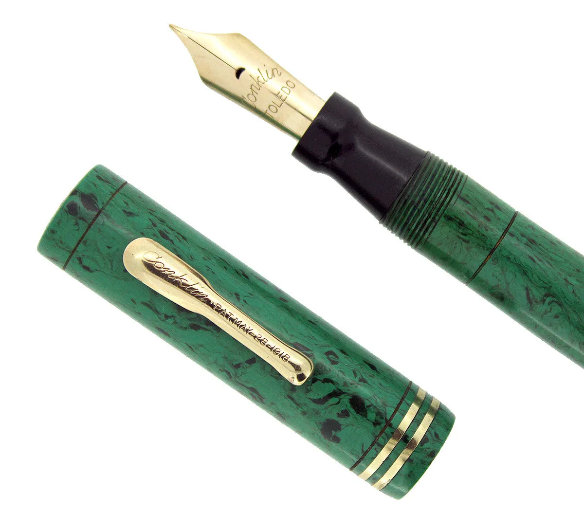 1927 CONKLIN SUB ENDURA OVERSIZE MEDIUM GREEN HARD RUBBER FOUNTAIN PEN RESTORED
