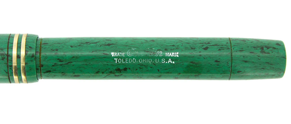 1927 CONKLIN SUB ENDURA OVERSIZE MEDIUM GREEN HARD RUBBER FOUNTAIN PEN RESTORED