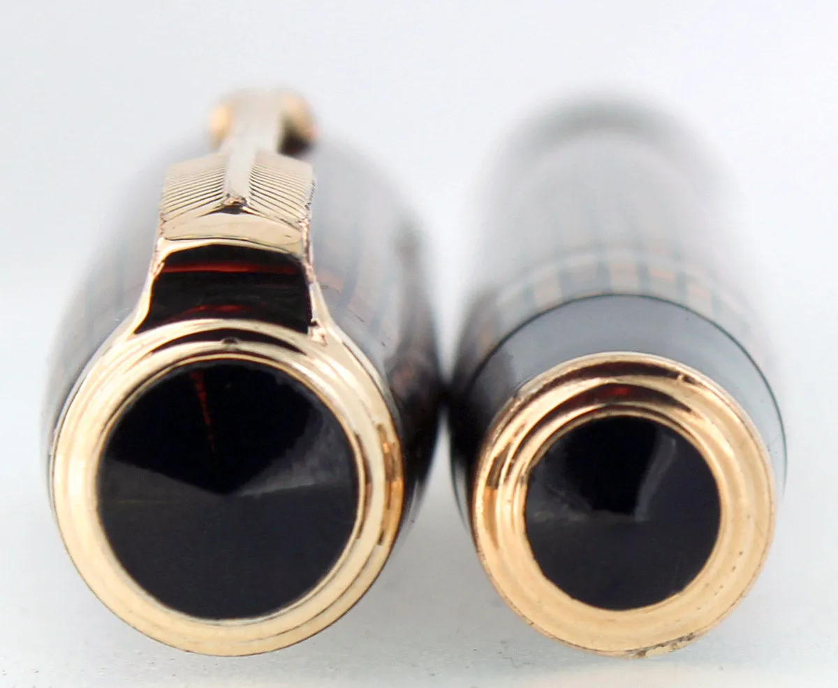 1936 PARKER GOLDEN WEB VACUMATIC DOUBLE JEWEL FOUNTAIN PEN F - BB NIB RESTORED