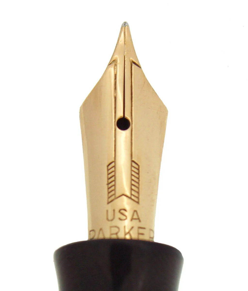 1936 PARKER GOLDEN WEB VACUMATIC DOUBLE JEWEL FOUNTAIN PEN F - BB NIB RESTORED