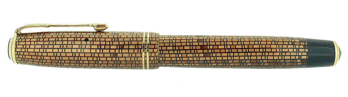 1936 PARKER GOLDEN WEB VACUMATIC DOUBLE JEWEL FOUNTAIN PEN F - BB NIB RESTORED