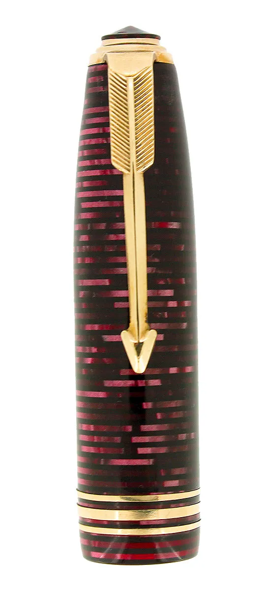 1936 PARKER SENIOR BURGUNDY PEARL FOUNTAIN PEN CAP PART RARE NEAR MINT RESTORED