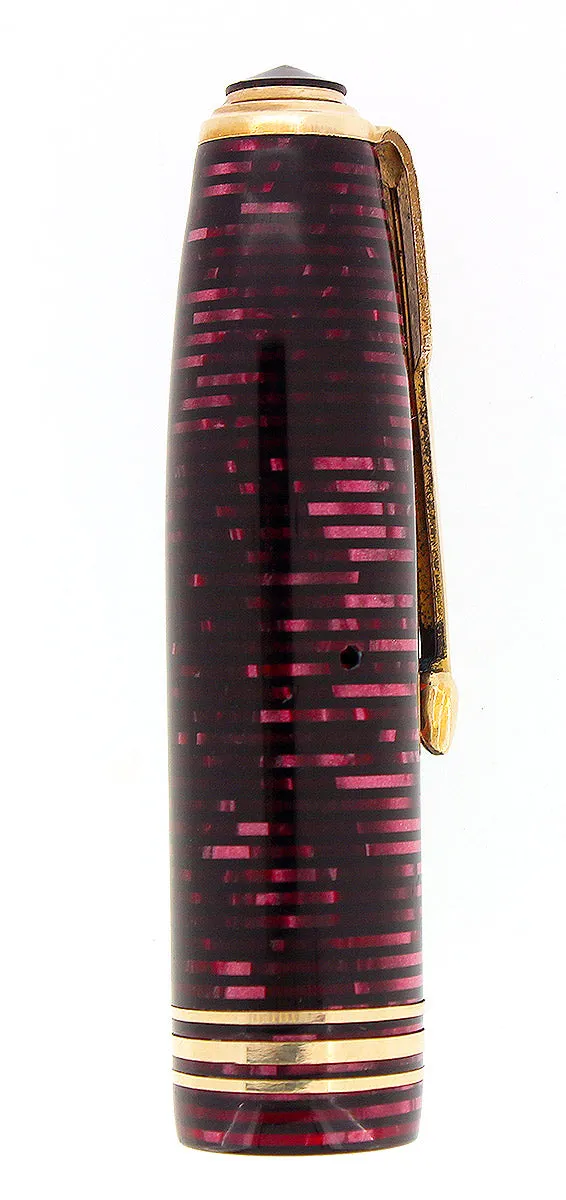 1936 PARKER SENIOR BURGUNDY PEARL FOUNTAIN PEN CAP PART RARE NEAR MINT RESTORED