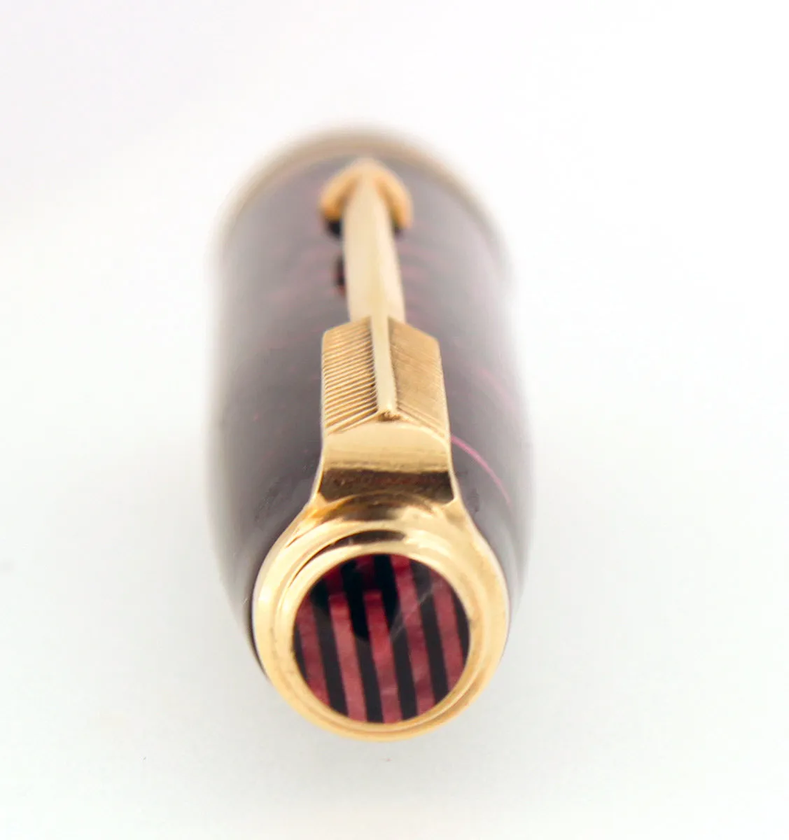 1936 PARKER SENIOR BURGUNDY PEARL FOUNTAIN PEN CAP PART RARE NEAR MINT RESTORED