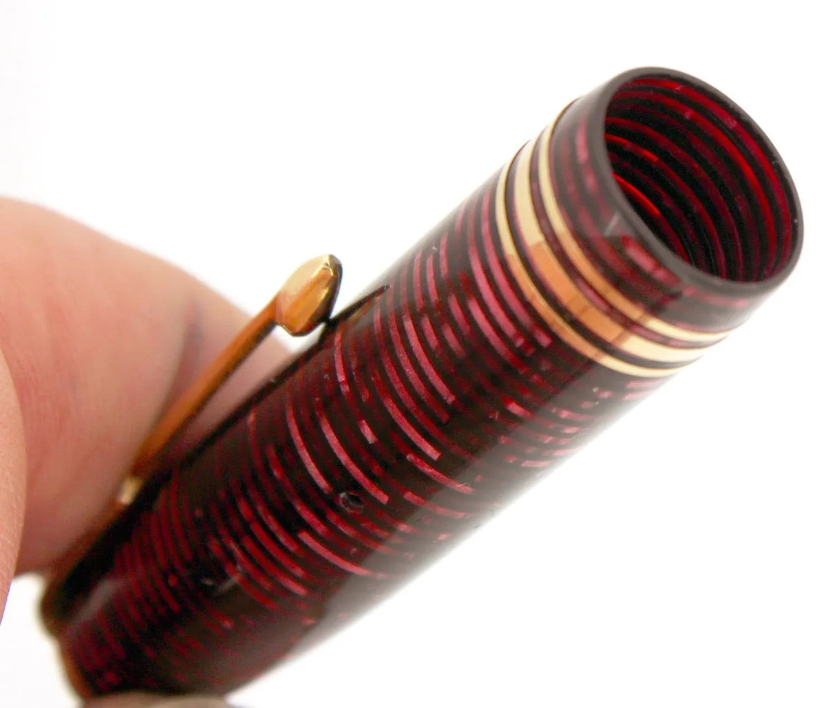 1936 PARKER SENIOR BURGUNDY PEARL FOUNTAIN PEN CAP PART RARE NEAR MINT RESTORED