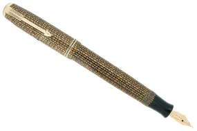 1937 PARKER GOLDEN WEB DOUBLE JEWEL VACUMATIC FOUNTAIN PEN M-B FLEX NIB RESTORED