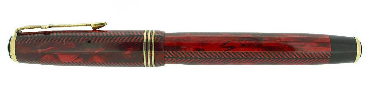 1937 PARKER ROYAL CHALLENGER BURGUNDY SWORD CLIP LARGE SIZE FOUNTAIN PEN RESTORED