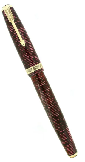 1938 PARKER BURGUNDY PEARL MAJOR VACUMATIC DOUBLE JEWEL FOUNTAIN PEN RESTORED