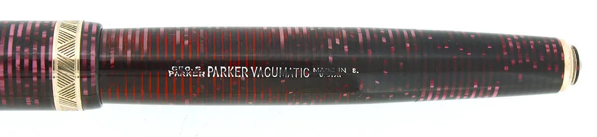 1938 PARKER BURGUNDY PEARL MAJOR VACUMATIC DOUBLE JEWEL FOUNTAIN PEN RESTORED