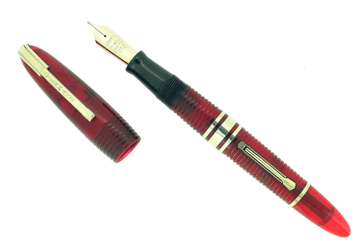 1939 FIRST YEAR RED LUCITE WATERMAN 100 YEAR FOUNTAIN PEN XF-M NIB RESTORED
