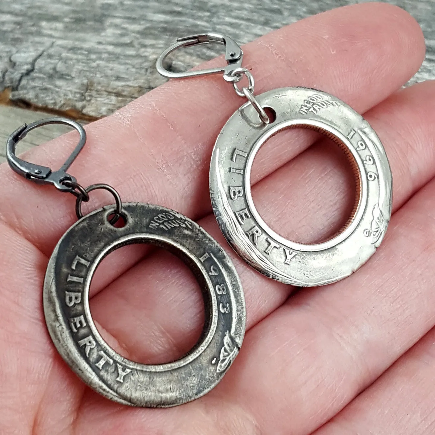 1965-1998 Inside Out Quarter Coin Earrings