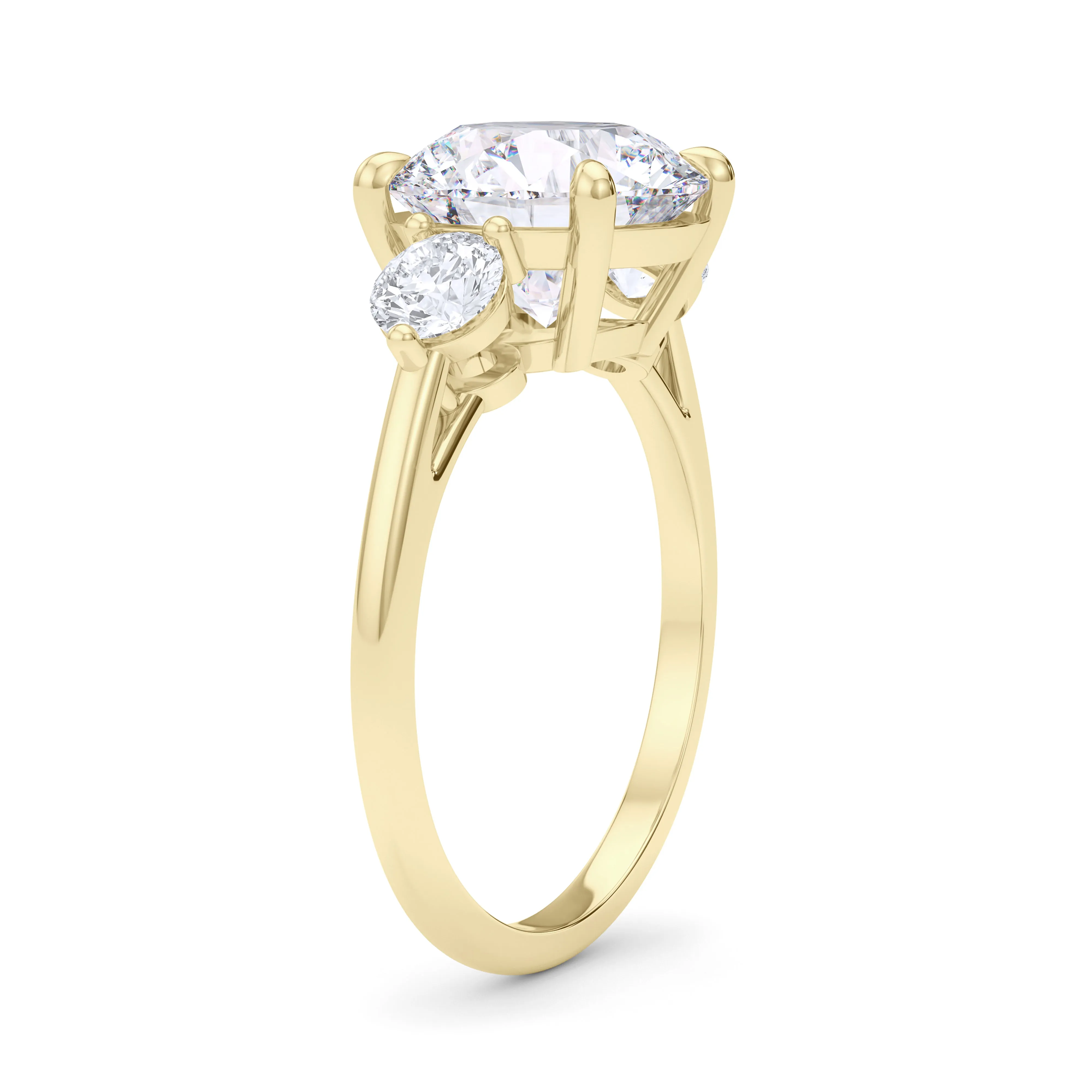 3-Stone Solitaire Round Cut Diamond Ring