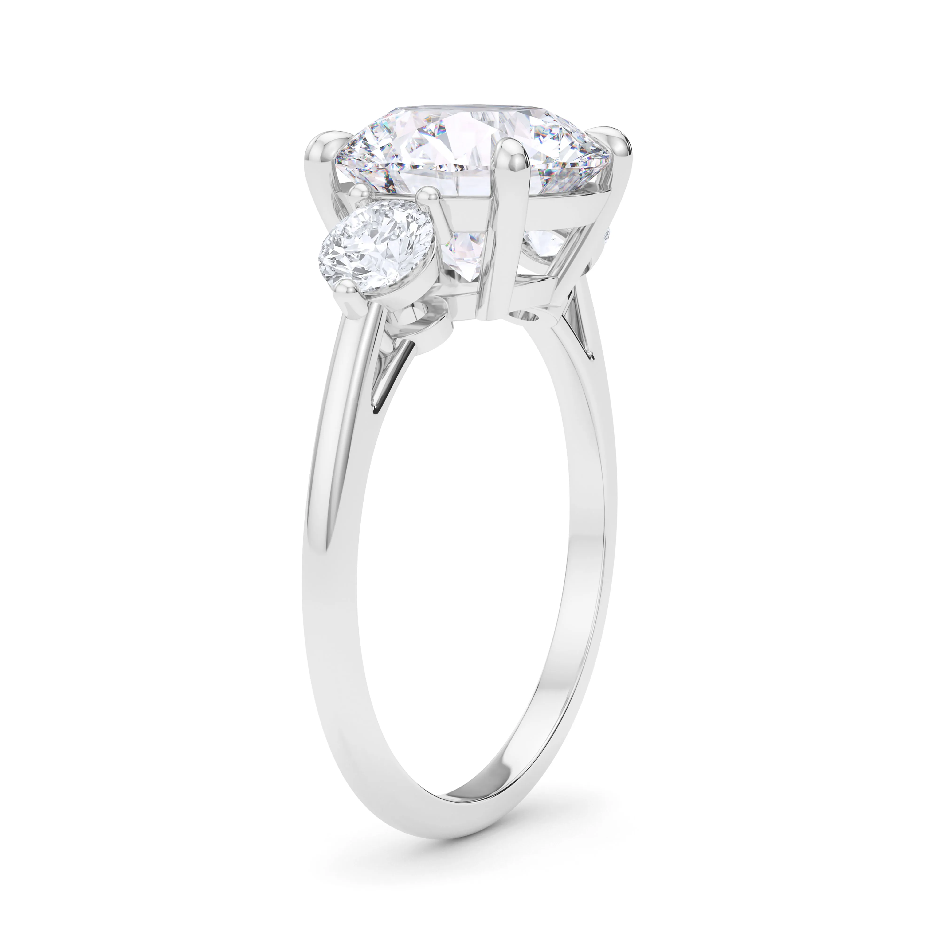 3-Stone Solitaire Round Cut Diamond Ring
