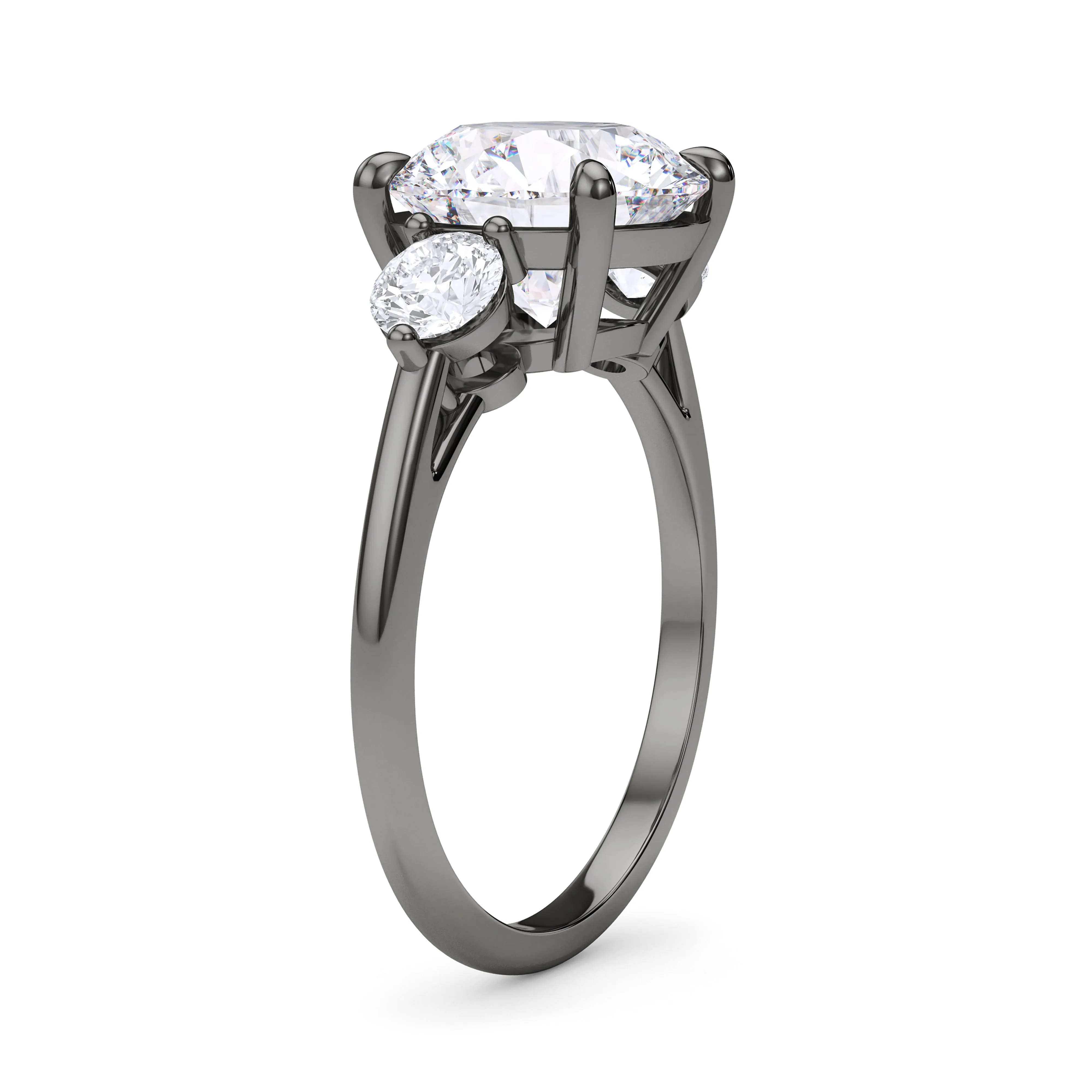 3-Stone Solitaire Round Cut Diamond Ring