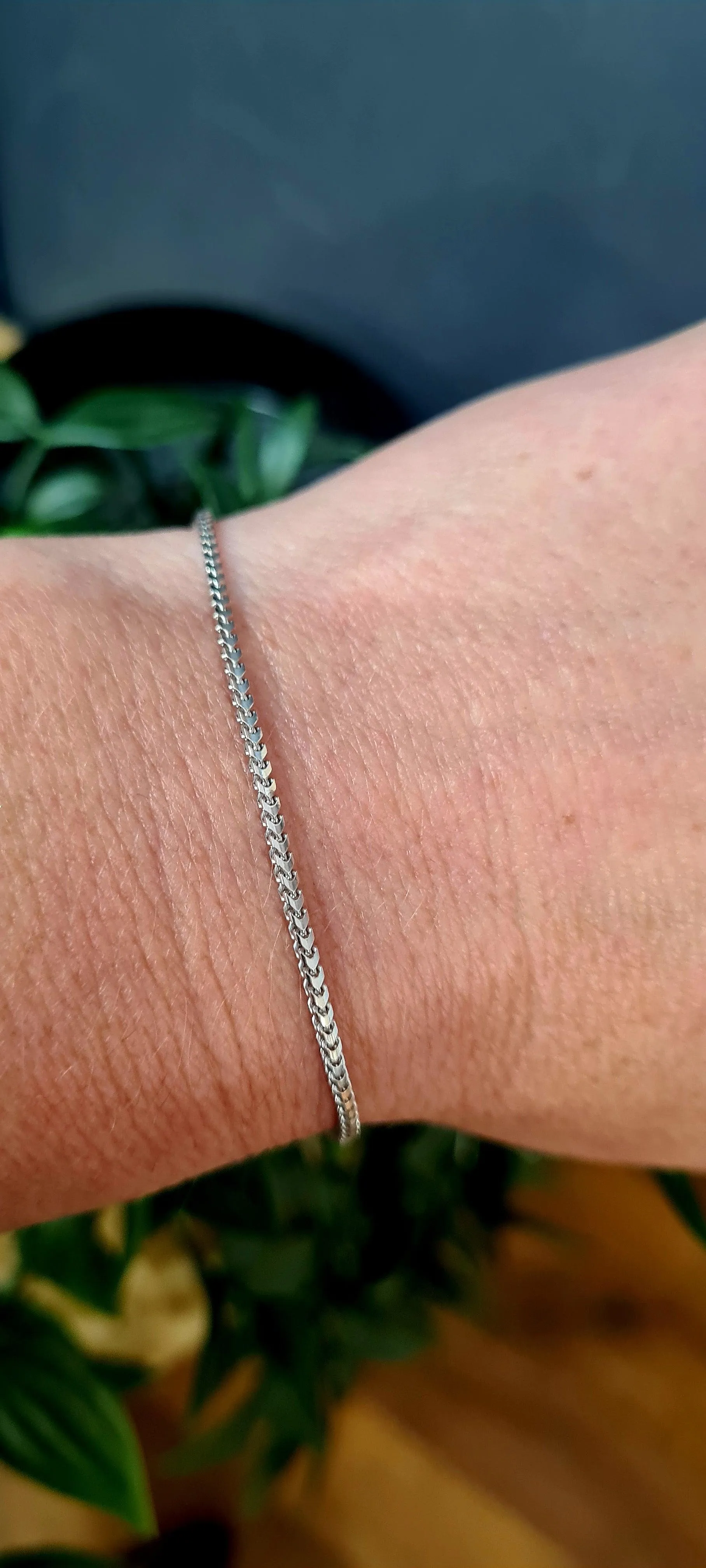 9ct White Gold Filed Franco Bracelet