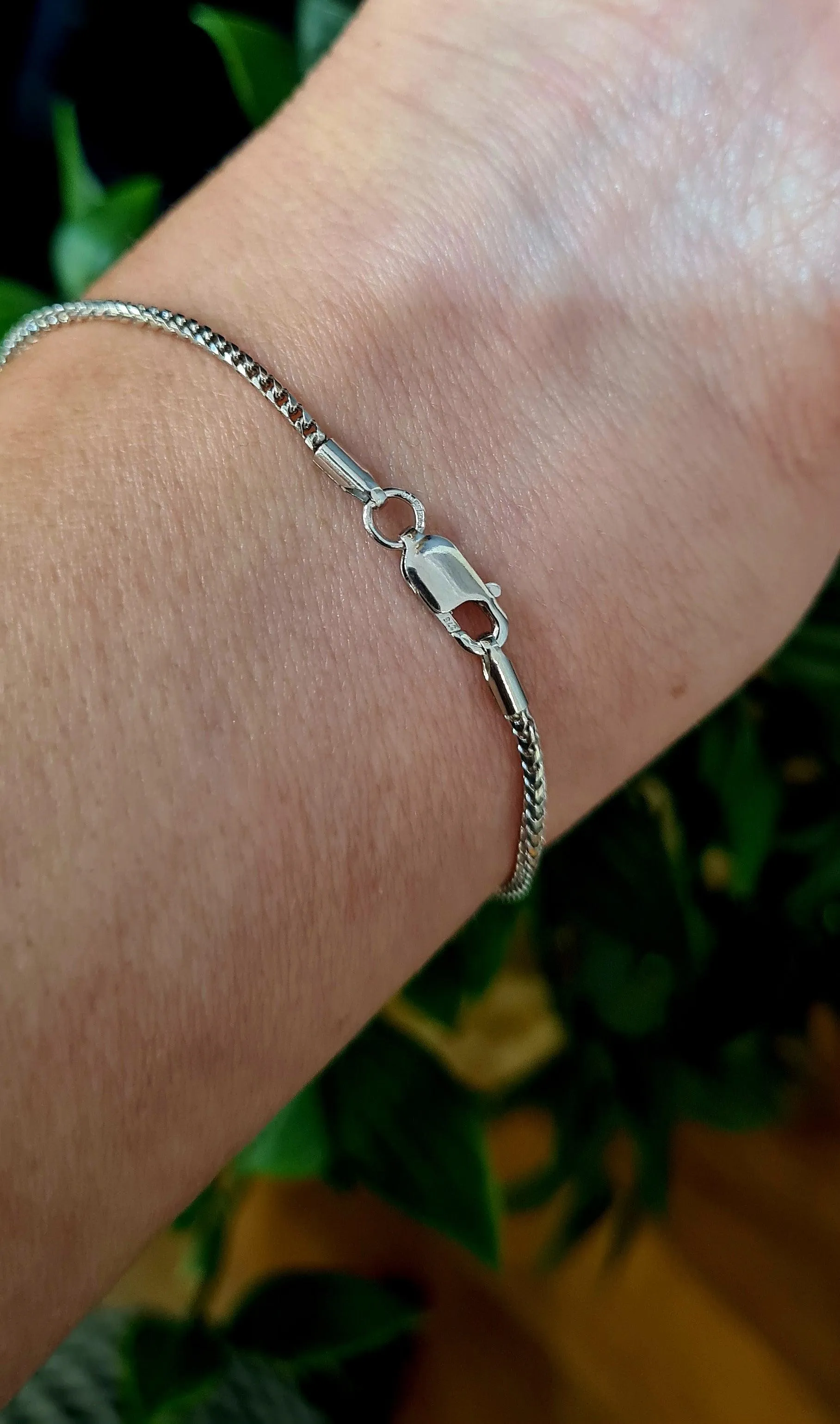 9ct White Gold Filed Franco Bracelet
