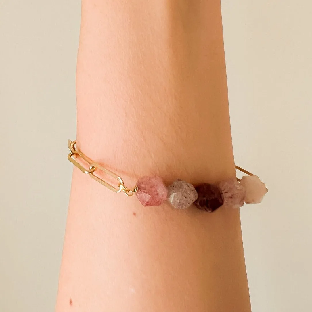 Abacus Braclet: Paperclip Chain and Gemstone