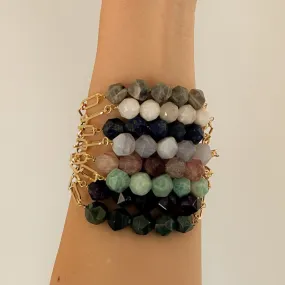 Abacus Braclet: Paperclip Chain and Gemstone