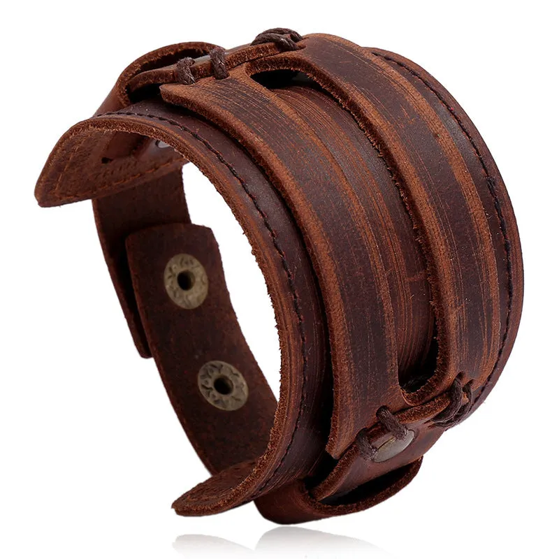 Accessories Vintage Punk Style Cattle Leather Bracelet Simple Multi-Layer Ornament European and American Leather Bracelet